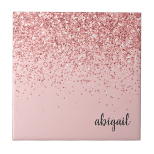 Girl Glitzer Blush Rosa Sparkle Modernes Party Fliese