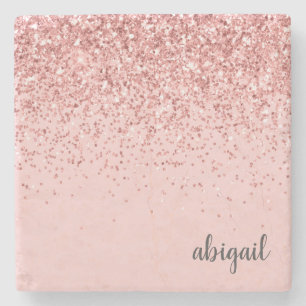 Girl Glitzer Blush Rosa Sparkle Modernes Party Steinuntersetzer