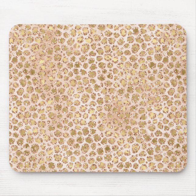 Girl Glitzer Gold Peach Leopard Print Mousepad (Vorne)