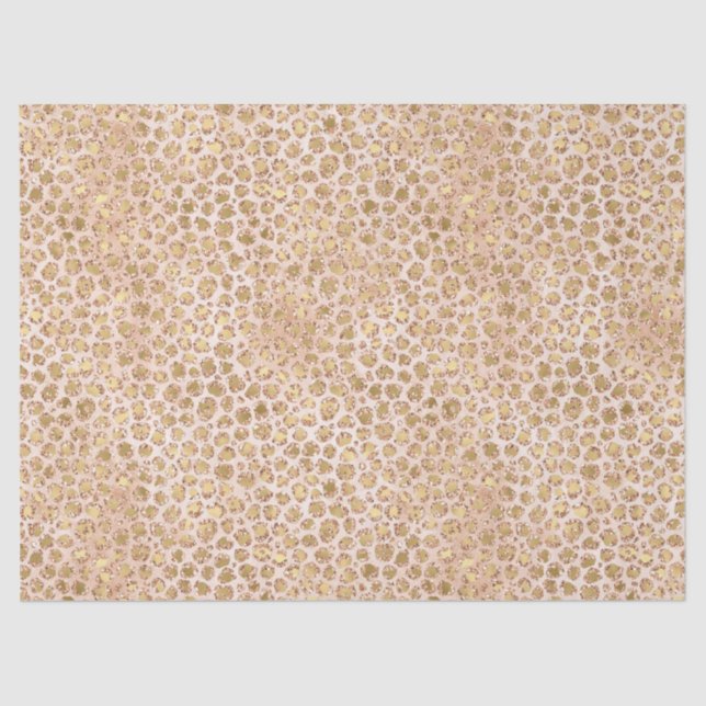 Girl Glitzer Gold Peach Leopard Print Seidenpapier (Vorderseite)