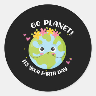 Girl Go Planet Ihr Shirt für Niedliche Kinder Runder Aufkleber
