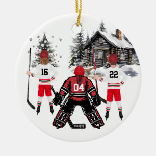Girl Goalie Junge und Mädchen Hockey Ornament