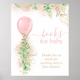 Girl Gold Eucalyptus Balloon Bücher für Babyposter Poster