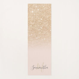 Girl-gold-Glitzer ombre rosa mit Monogramm Yogamatte