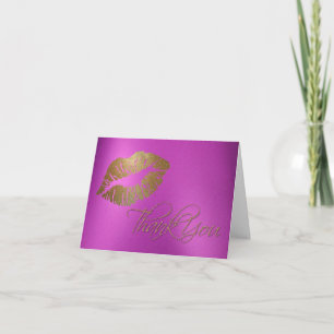 Girl Gold Lip Print Dankeschön Card Dankeskarte