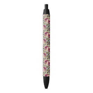 Girl Gold Pink Blütenleopard Print Kugelschreiber