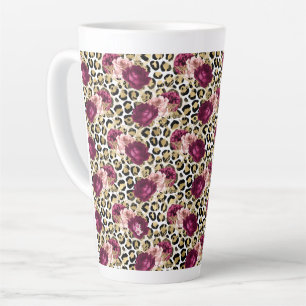 Girl Gold Pink Blütenleopard Print Milchtasse