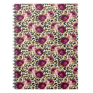 Girl Gold Pink Blütenleopard Print Notizblock