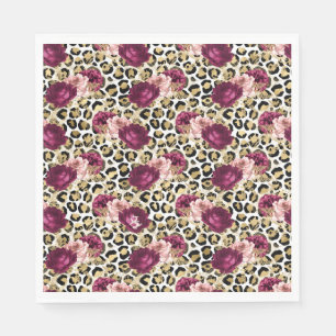 Girl Gold Pink Blütenleopard Print Serviette