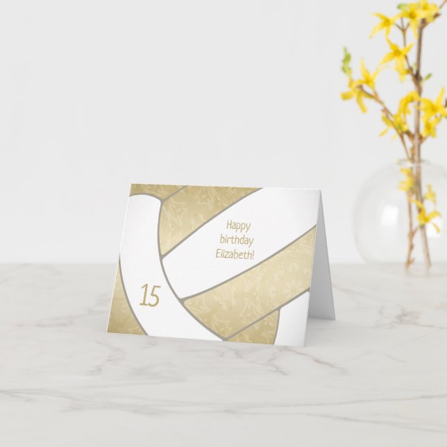 Girl-Gold-Volleyball zum Geburtstag Karte (Gelbe Blume)