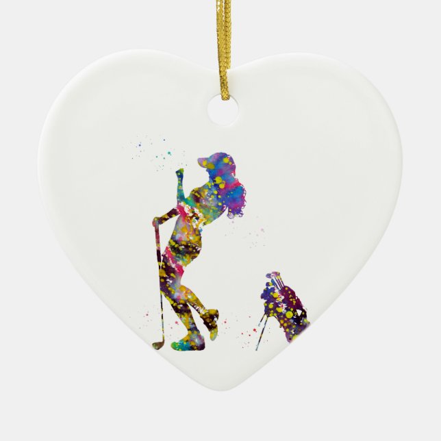 Girl Golfer Keramik Ornament (Vorne)