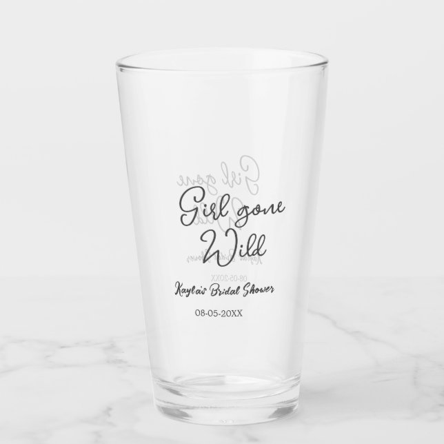 Girl gone wild bridal shower name date simple mini glas (Vorderseite)