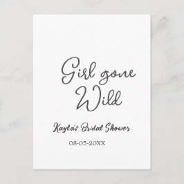Girl gone wild bridal shower name date simple mini postkarte