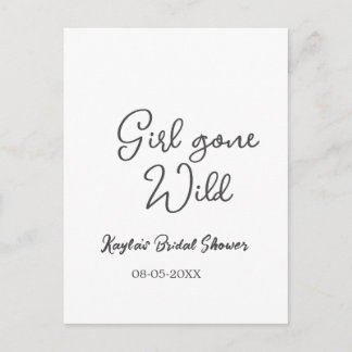 Girl gone wild bridal shower name date simple mini postkarte
