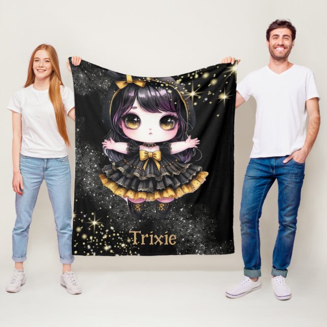 Girl Goth Niedliche Dekoration Gothic Kawaii Fleecedecke (Beispiel)