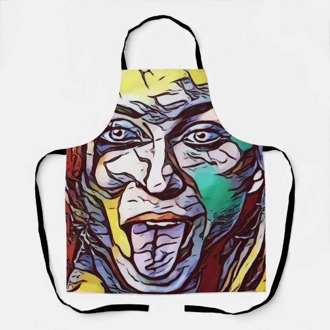 Girl Graffiti Paint Art Face Eye farbig Schürze (Vorderseite)