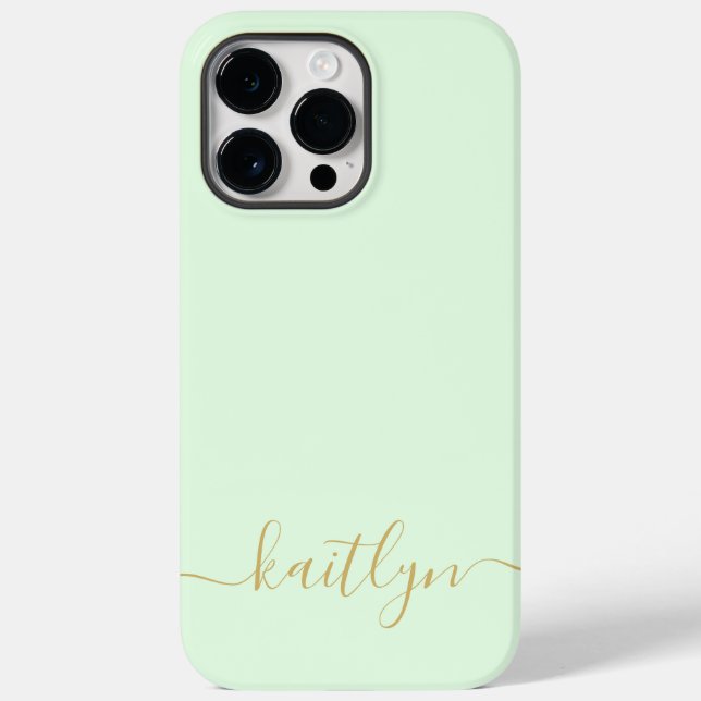 Girl Green Monogram Modern Script Personalisiert Case-Mate iPhone Hülle (Rückseite)