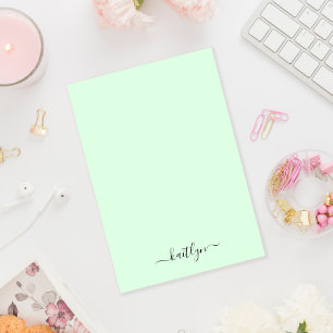 Girl Green Monogram Modern Script Personalisiert Post-it Klebezettel
