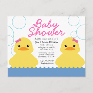 Girl-Gummidicky TWIN BABY SHOWER Einladung