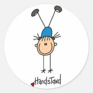 Girl Gymnast Handständer T - Shirt und Geschenke Runder Aufkleber