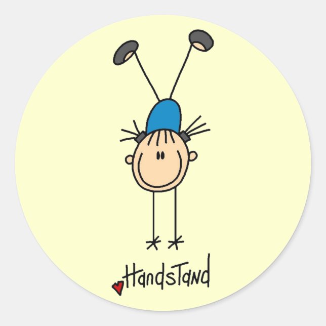 Girl Gymnast Handständer T - Shirt und Geschenke Runder Aufkleber (Vorderseite)