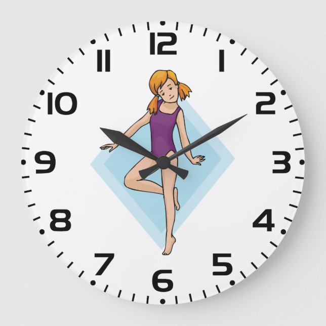 Girl Gymnast in Purple Leotard Große Wanduhr (Vorderseite)