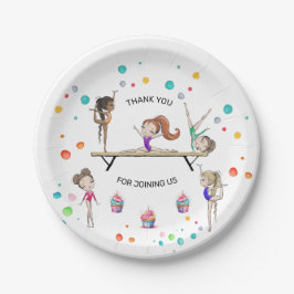 Girl Gymnastics Cupcake & Balloon Geburtstagsparty Pappteller