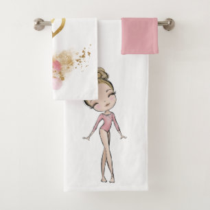 Girl Gymnastics Rosa Herz Badhandtuch Set
