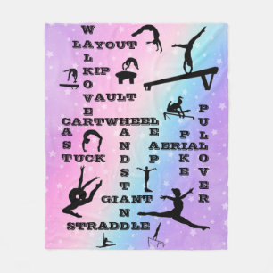 Girl Gymnastics Skills Pastel Stars Crosswords Fleecedecke