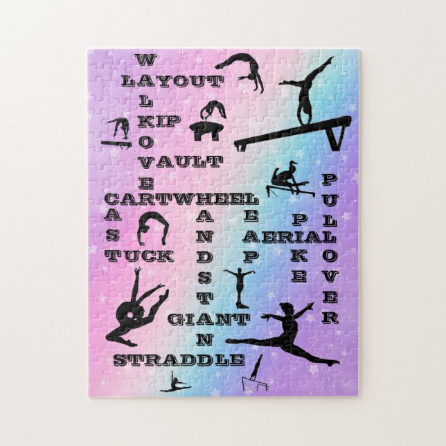 Girl Gymnastics Skills Pastel Stars Crosswords Puzzle (Vertikal)