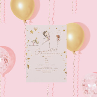 Girl Gymnastics Tumble & Twirl Geburtstagsparty Einladung