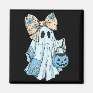 Girl Halloween Blue Denim Floral Pumpkin Preppy G Magnet