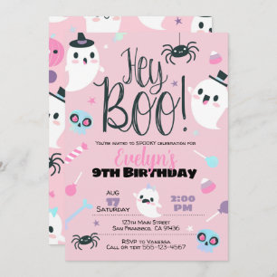 Girl Halloween Einladung zum Geburtstag, Pastel