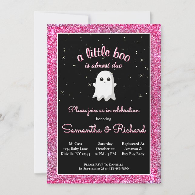 Girl Halloween Niedlich Ghost Little Boo Baby Dusc Einladung (Vorderseite)