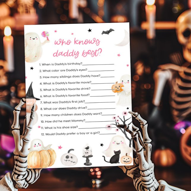 Girl Halloween Wer Daddy Best Game kennt (A Little Boo Baby Shower Who knows Daddy Best Game)