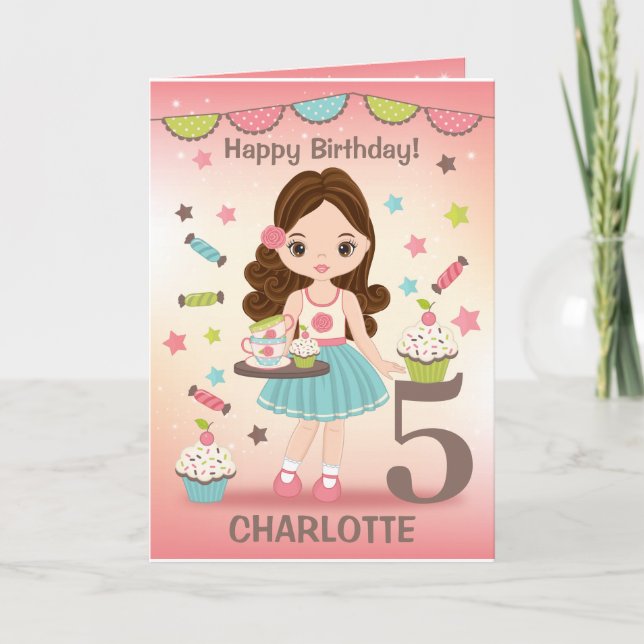 Girl Happy Birthday Card | Alter hinzufügen Karte (Vorderseite)