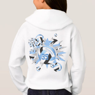 Girl hellblau schwarze Volleyballs und Sterne Hoodie
