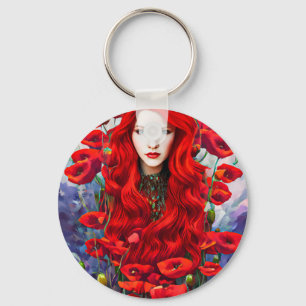 Girl Hive in Poppy Blume Fantasy Art Schlüsselanhänger