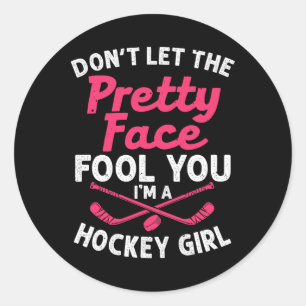 Girl Hockey-Geschenk für Frauen Kinder Eishockeysp Runder Aufkleber