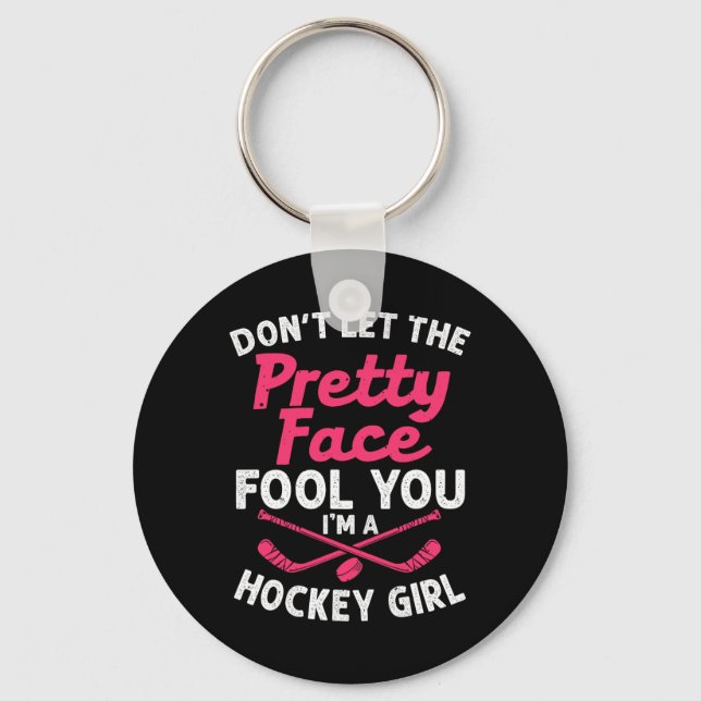 Girl Hockey-Geschenk für Frauen Kinder Eishockeysp Schlüsselanhänger (Vorderseite)