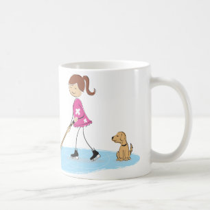 Girl Hockey Player Cartoon Tasse
