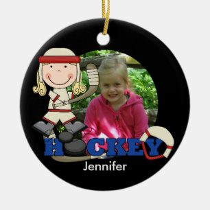 Girl Hockey Player Foto Ornament