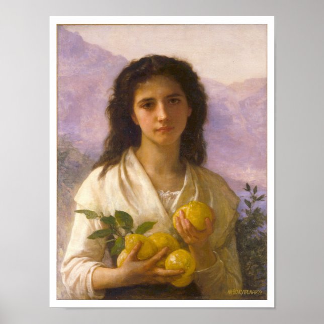 Girl Holding Lemons, William-Adolphe Bouguereau Poster (Vorne)