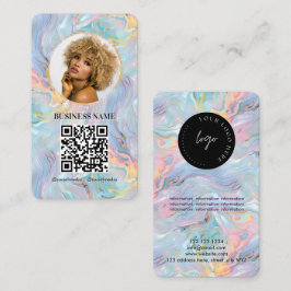 Girl Holographic Marble Swirl QR-Logo Visitenkarte