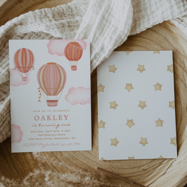 Girl Hot Air Ballon Geburtstagseinladung Einladung (Von Creator hochgeladen)