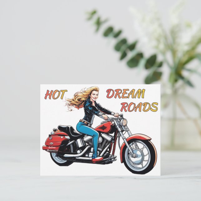 Girl Hot Dream Roads Postkarte (Stehend Vorderseite)