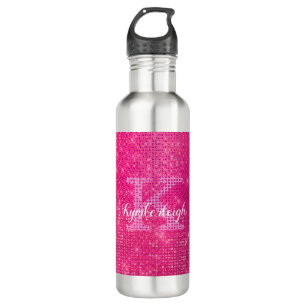 Girl Hot Pink Glam Diamond Glitzer Monogramm Name  Edelstahlflasche