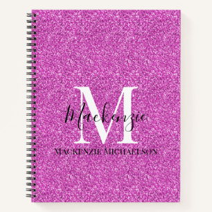 Girl Hot Pink Glitzer Monogram Name Notebook Notizbuch