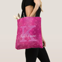 Girl Hot Pink Glitzer Sparkle Glam Monogram Name