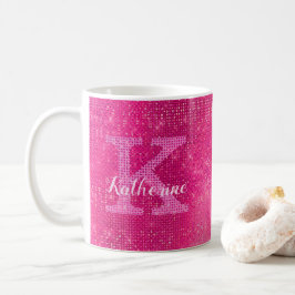 Girl Hot Pink Glitzer Sparkle Glam Monogram Name Kaffeetasse